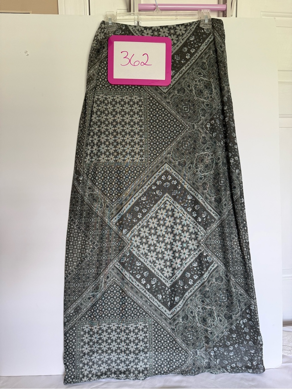 No Boundaries Gray Patchwork Print Maxi Skirt